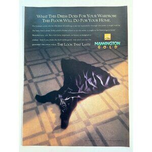 Vintage 1993 Mannigton Gold Dress on Floor Advertisement Print Ad